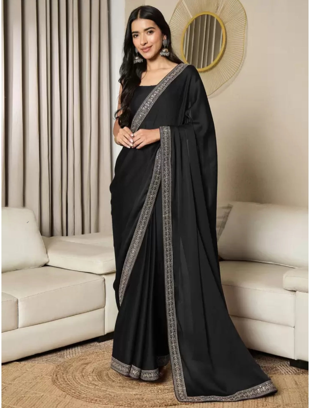 The Labheshwari Black – An Embroidered Chinon Masterpiece in Monochrome Elegance