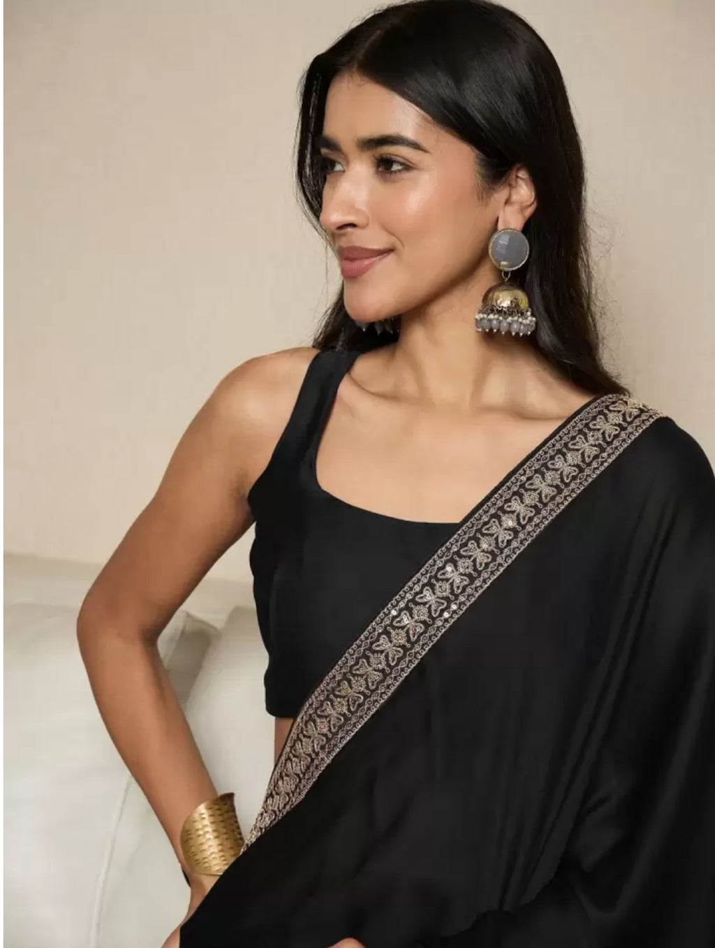 The Labheshwari Black – An Embroidered Chinon Masterpiece in Monochrome Elegance