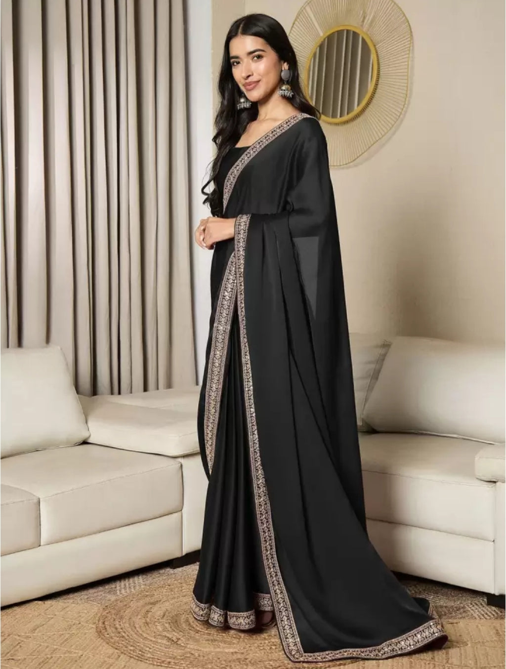 The Labheshwari Black – An Embroidered Chinon Masterpiece in Monochrome Elegance