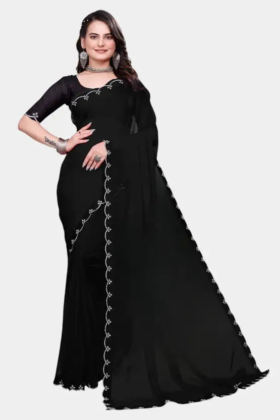 Labheshwari Midnight Black Georgette Bollywood Saree