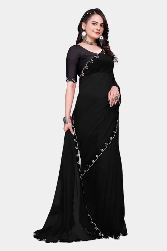 Labheshwari Midnight Black Georgette Bollywood Saree
