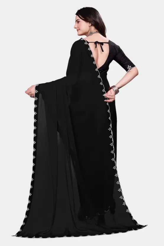 Labheshwari Midnight Black Georgette Bollywood Saree