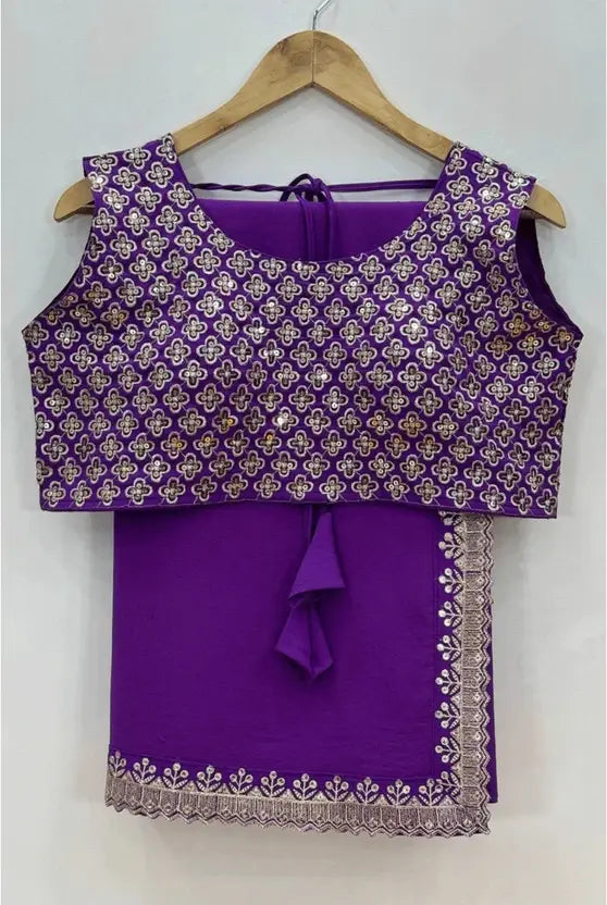 Labheshwari Purple Georgette Saree with Sequin Embroidered Blouse – Festive & Wedding Wear