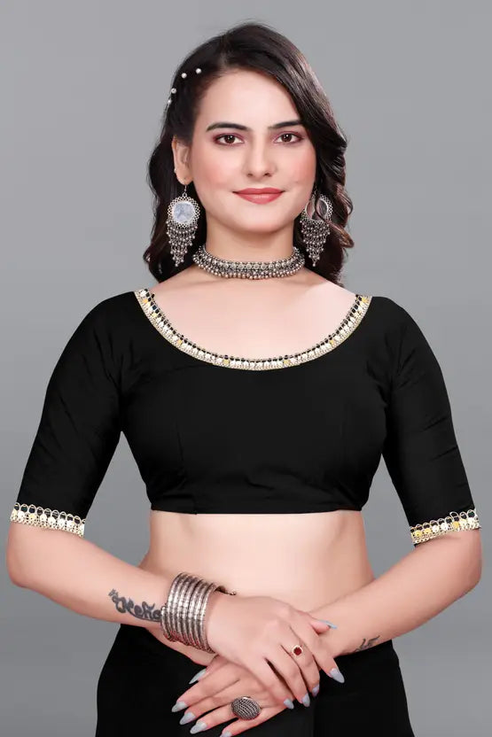 Labheshwari Mirror Black Sequin Georgette Saree