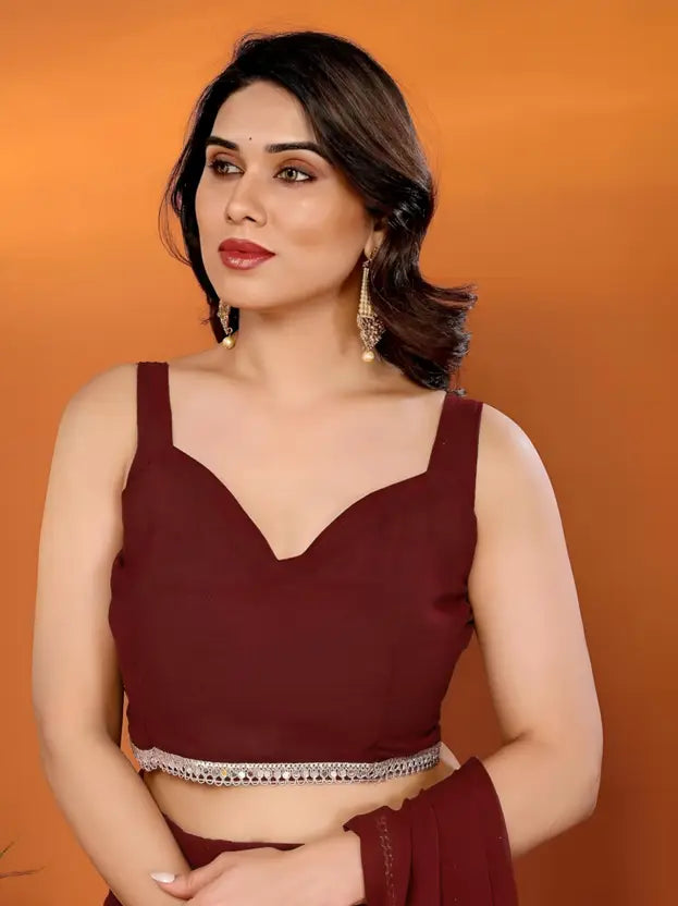 Labheshwari Maroon Sequin Work Georgette Saree