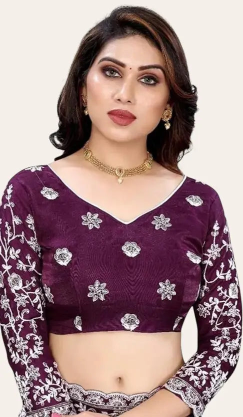 Embroidered Bollywood Georgette Saree  (Wine)