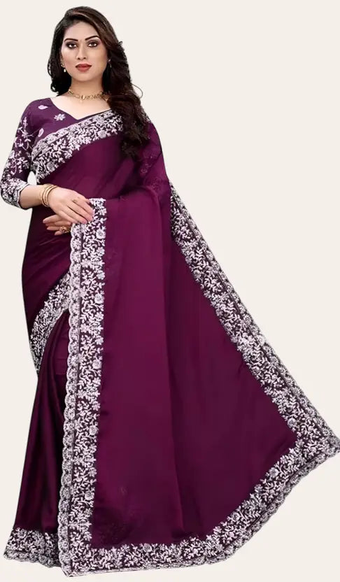 Embroidered Bollywood Georgette Saree  (Wine)